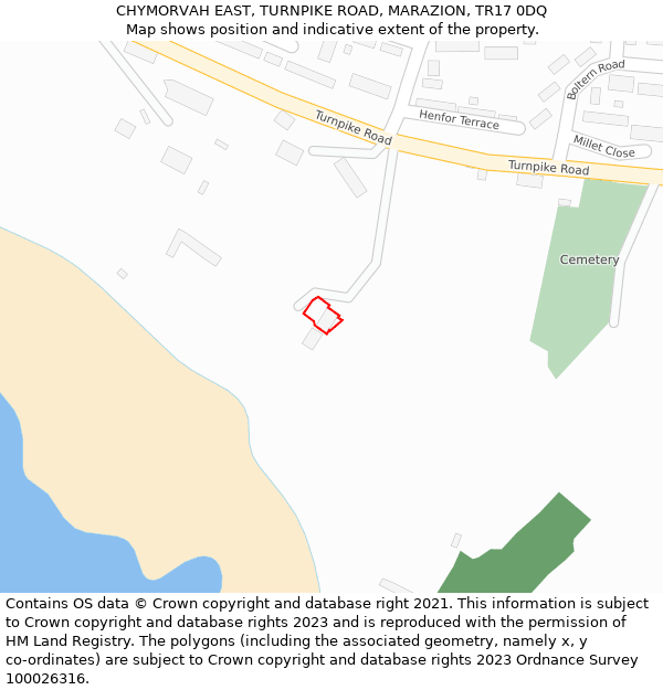 CHYMORVAH EAST, TURNPIKE ROAD, MARAZION, TR17 0DQ: Location map and indicative extent of plot