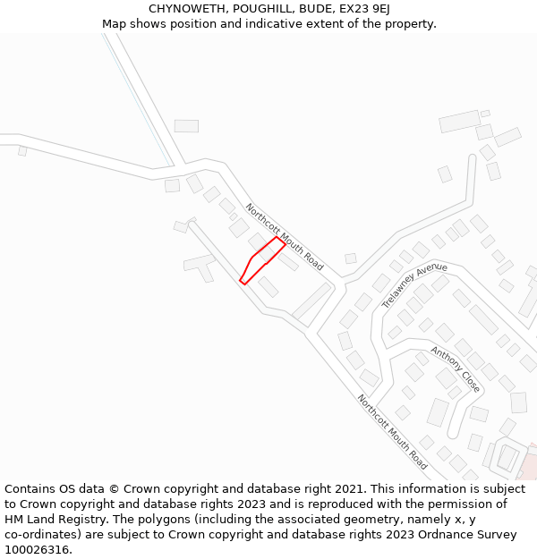 CHYNOWETH, POUGHILL, BUDE, EX23 9EJ: Location map and indicative extent of plot