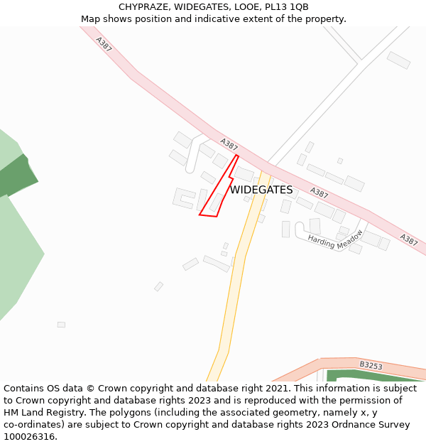 CHYPRAZE, WIDEGATES, LOOE, PL13 1QB: Location map and indicative extent of plot