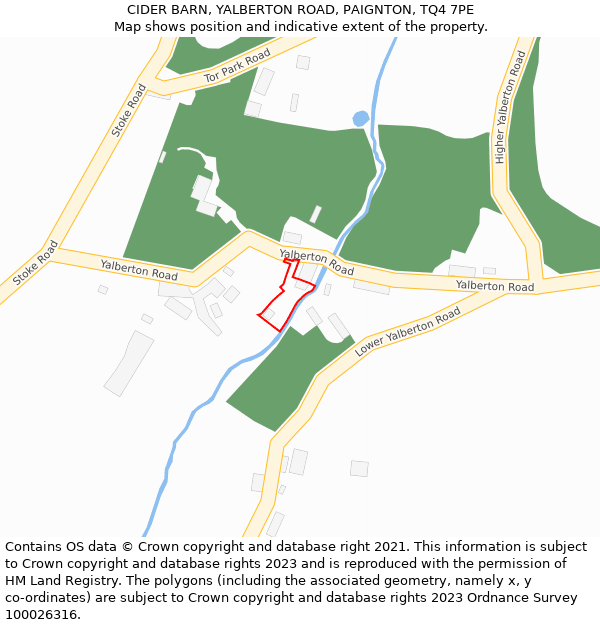 CIDER BARN, YALBERTON ROAD, PAIGNTON, TQ4 7PE: Location map and indicative extent of plot