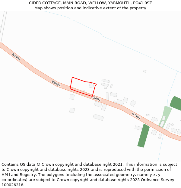 CIDER COTTAGE, MAIN ROAD, WELLOW, YARMOUTH, PO41 0SZ: Location map and indicative extent of plot