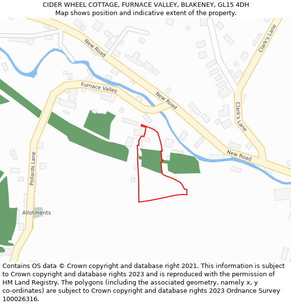 CIDER WHEEL COTTAGE, FURNACE VALLEY, BLAKENEY, GL15 4DH: Location map and indicative extent of plot