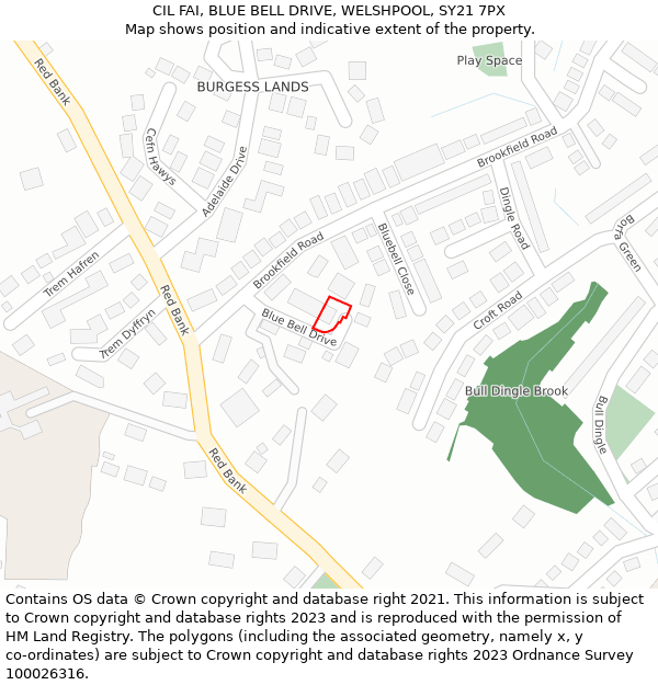 CIL FAI, BLUE BELL DRIVE, WELSHPOOL, SY21 7PX: Location map and indicative extent of plot