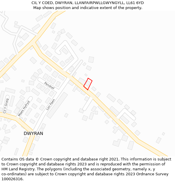 CIL Y COED, DWYRAN, LLANFAIRPWLLGWYNGYLL, LL61 6YD: Location map and indicative extent of plot