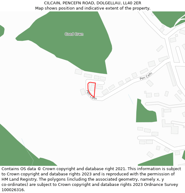 CILCAIN, PENCEFN ROAD, DOLGELLAU, LL40 2ER: Location map and indicative extent of plot