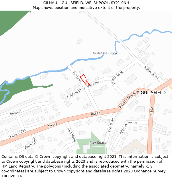 CILHAUL, GUILSFIELD, WELSHPOOL, SY21 9NH: Location map and indicative extent of plot