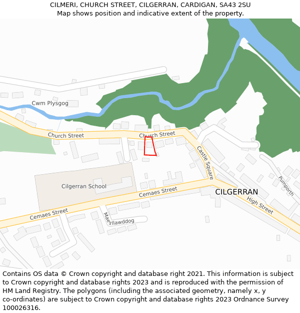 CILMERI, CHURCH STREET, CILGERRAN, CARDIGAN, SA43 2SU: Location map and indicative extent of plot