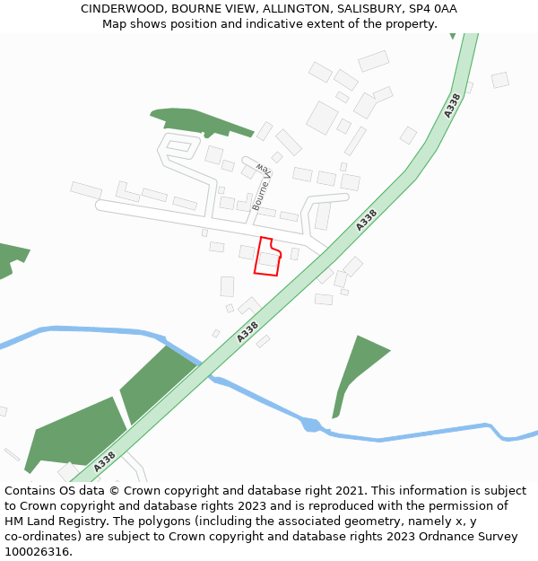 CINDERWOOD, BOURNE VIEW, ALLINGTON, SALISBURY, SP4 0AA: Location map and indicative extent of plot