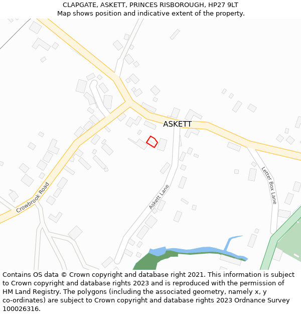 CLAPGATE, ASKETT, PRINCES RISBOROUGH, HP27 9LT: Location map and indicative extent of plot