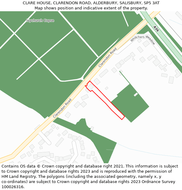 CLARE HOUSE, CLARENDON ROAD, ALDERBURY, SALISBURY, SP5 3AT: Location map and indicative extent of plot