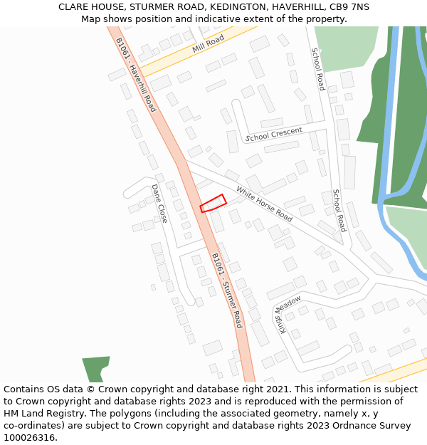 CLARE HOUSE, STURMER ROAD, KEDINGTON, HAVERHILL, CB9 7NS: Location map and indicative extent of plot