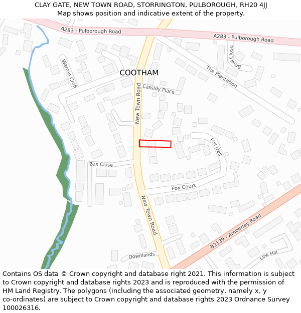 CLAY GATE, NEW TOWN ROAD, STORRINGTON, PULBOROUGH, RH20 4JJ: Location map and indicative extent of plot