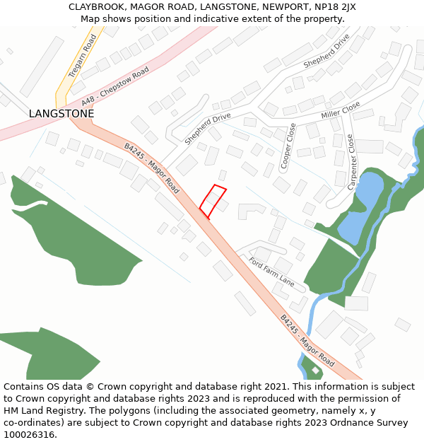 CLAYBROOK, MAGOR ROAD, LANGSTONE, NEWPORT, NP18 2JX: Location map and indicative extent of plot
