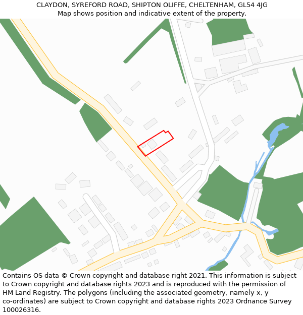 CLAYDON, SYREFORD ROAD, SHIPTON OLIFFE, CHELTENHAM, GL54 4JG: Location map and indicative extent of plot