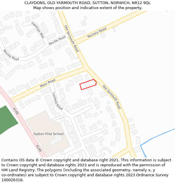 CLAYDONS, OLD YARMOUTH ROAD, SUTTON, NORWICH, NR12 9QL: Location map and indicative extent of plot