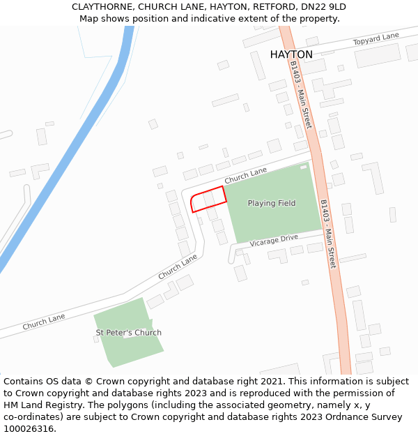 CLAYTHORNE, CHURCH LANE, HAYTON, RETFORD, DN22 9LD: Location map and indicative extent of plot