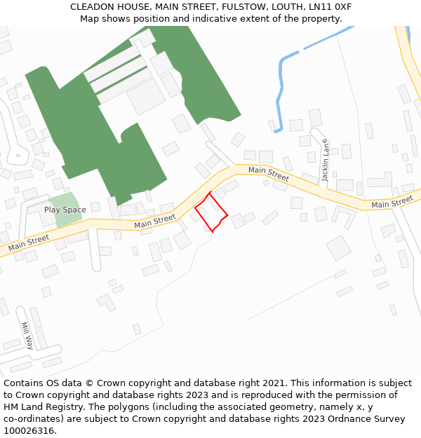 CLEADON HOUSE, MAIN STREET, FULSTOW, LOUTH, LN11 0XF: Location map and indicative extent of plot