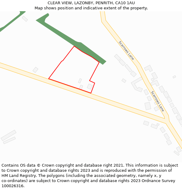 CLEAR VIEW, LAZONBY, PENRITH, CA10 1AU: Location map and indicative extent of plot