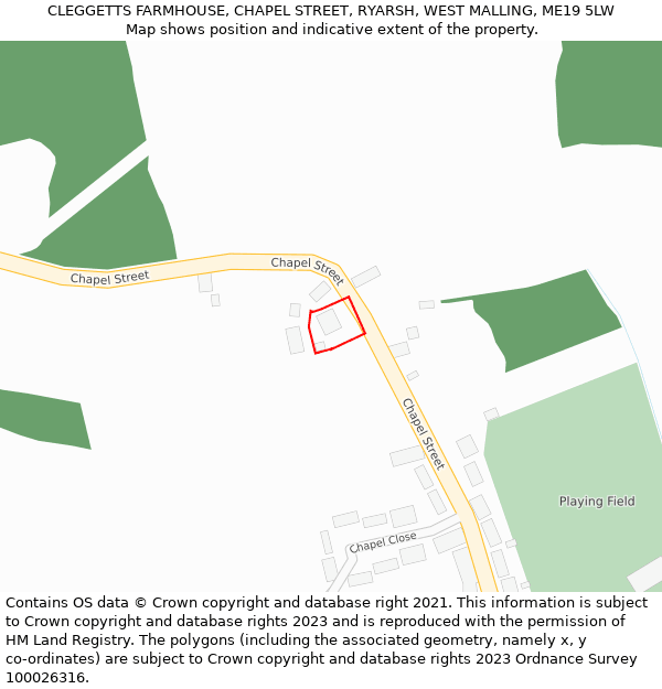 CLEGGETTS FARMHOUSE, CHAPEL STREET, RYARSH, WEST MALLING, ME19 5LW: Location map and indicative extent of plot