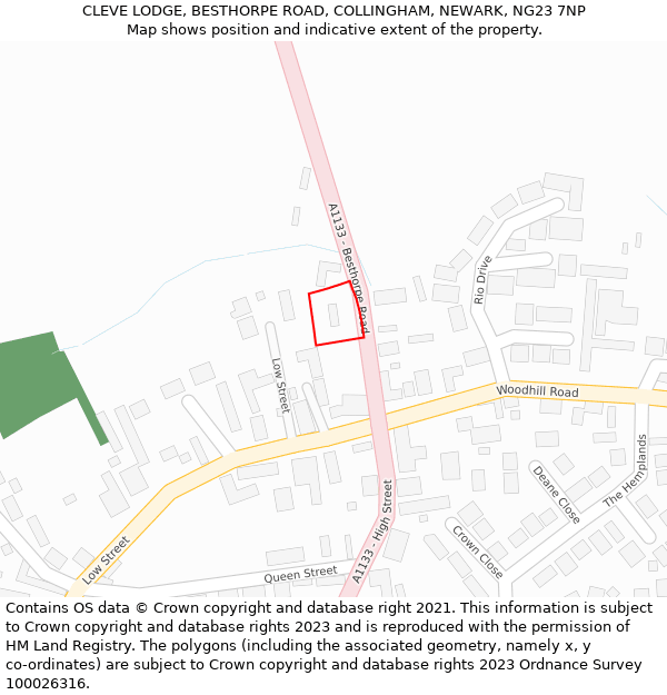 CLEVE LODGE, BESTHORPE ROAD, COLLINGHAM, NEWARK, NG23 7NP: Location map and indicative extent of plot