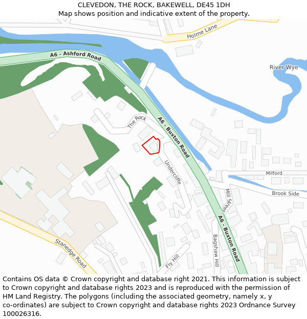 CLEVEDON, THE ROCK, BAKEWELL, DE45 1DH: Location map and indicative extent of plot