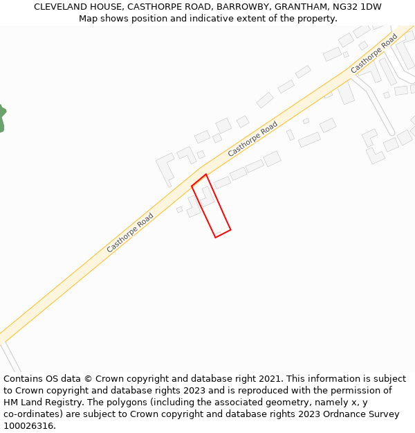 CLEVELAND HOUSE, CASTHORPE ROAD, BARROWBY, GRANTHAM, NG32 1DW: Location map and indicative extent of plot