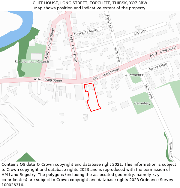 CLIFF HOUSE, LONG STREET, TOPCLIFFE, THIRSK, YO7 3RW: Location map and indicative extent of plot