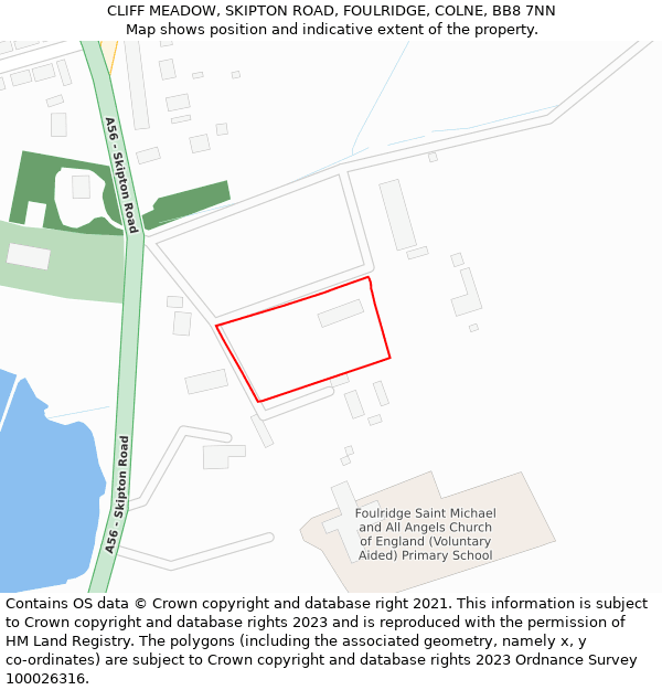 CLIFF MEADOW, SKIPTON ROAD, FOULRIDGE, COLNE, BB8 7NN: Location map and indicative extent of plot