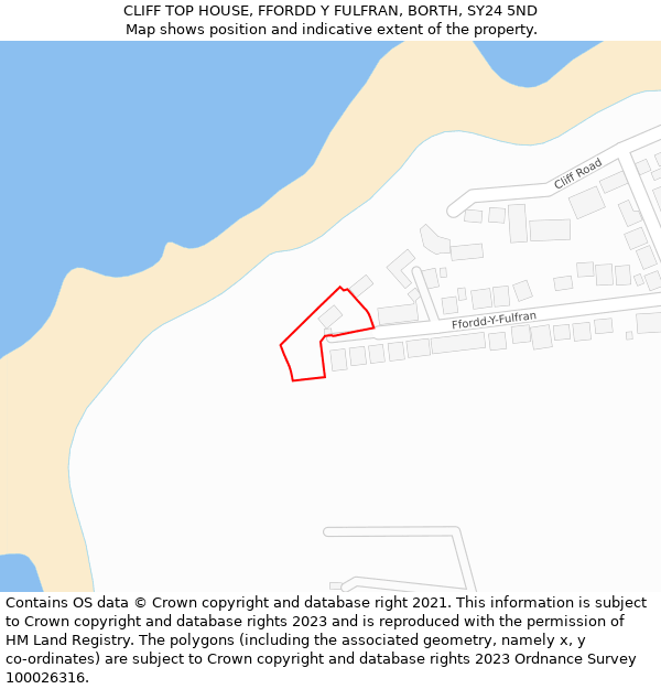 CLIFF TOP HOUSE, FFORDD Y FULFRAN, BORTH, SY24 5ND: Location map and indicative extent of plot