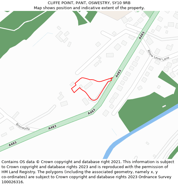 CLIFFE POINT, PANT, OSWESTRY, SY10 9RB: Location map and indicative extent of plot