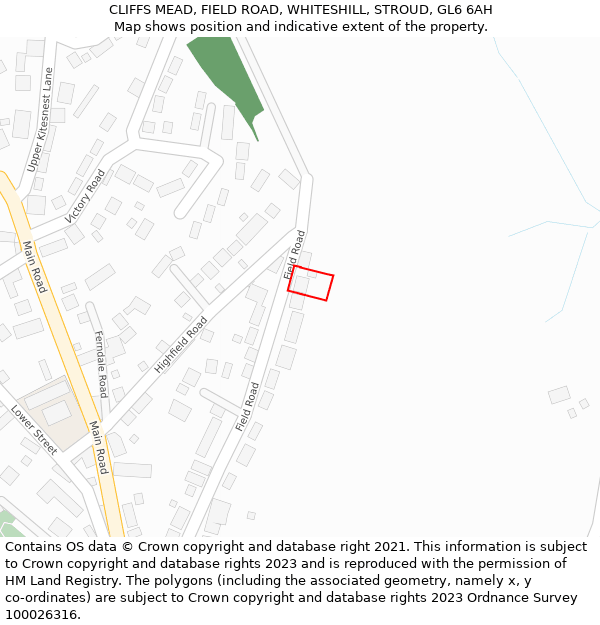 CLIFFS MEAD, FIELD ROAD, WHITESHILL, STROUD, GL6 6AH: Location map and indicative extent of plot