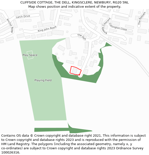 CLIFFSIDE COTTAGE, THE DELL, KINGSCLERE, NEWBURY, RG20 5NL: Location map and indicative extent of plot