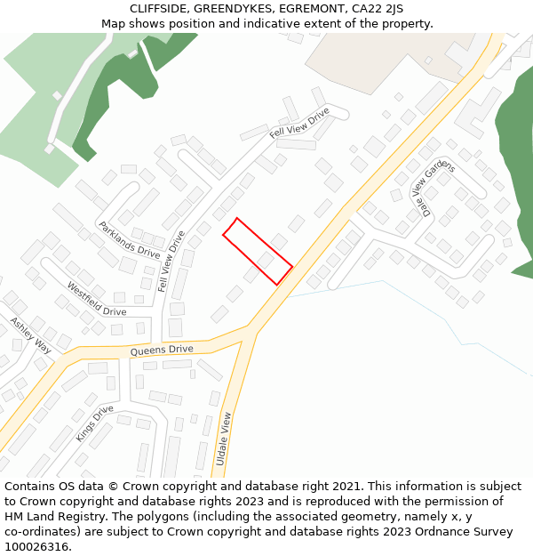 CLIFFSIDE, GREENDYKES, EGREMONT, CA22 2JS: Location map and indicative extent of plot