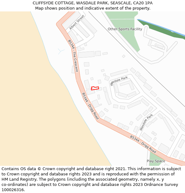 CLIFFSYDE COTTAGE, WASDALE PARK, SEASCALE, CA20 1PA: Location map and indicative extent of plot