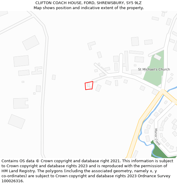 CLIFTON COACH HOUSE, FORD, SHREWSBURY, SY5 9LZ: Location map and indicative extent of plot