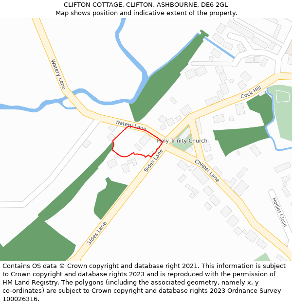 CLIFTON COTTAGE, CLIFTON, ASHBOURNE, DE6 2GL: Location map and indicative extent of plot