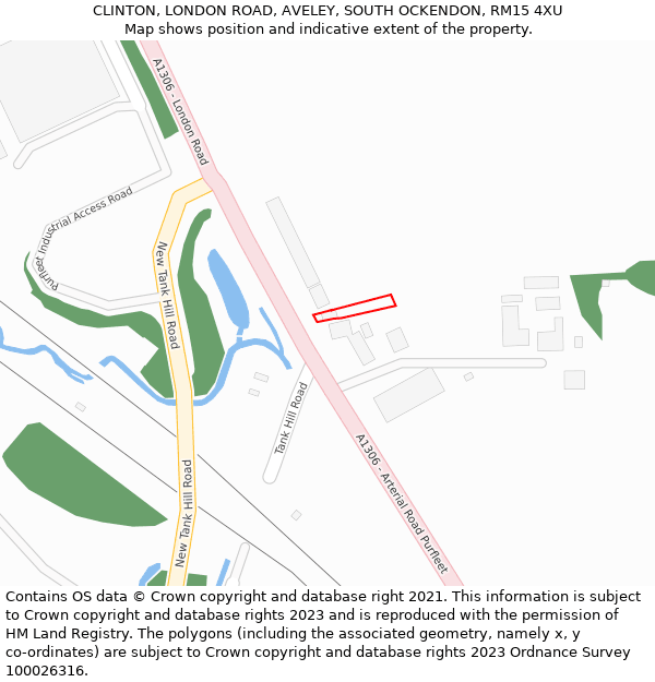 CLINTON, LONDON ROAD, AVELEY, SOUTH OCKENDON, RM15 4XU: Location map and indicative extent of plot