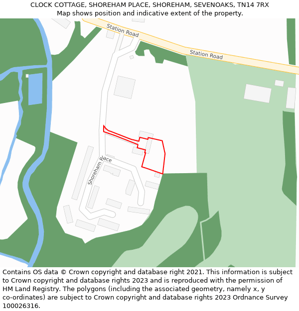 CLOCK COTTAGE, SHOREHAM PLACE, SHOREHAM, SEVENOAKS, TN14 7RX: Location map and indicative extent of plot