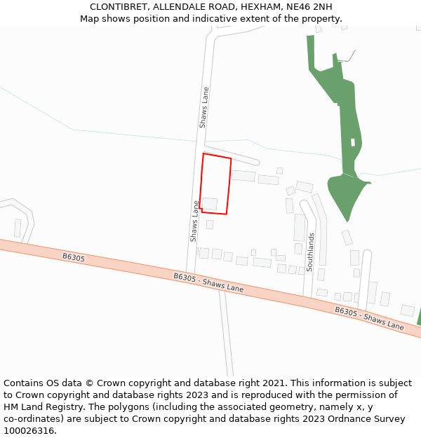 CLONTIBRET, ALLENDALE ROAD, HEXHAM, NE46 2NH: Location map and indicative extent of plot