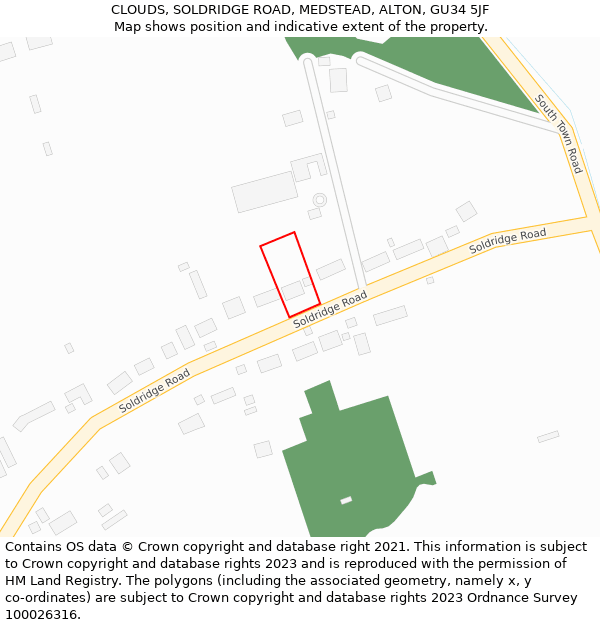 CLOUDS, SOLDRIDGE ROAD, MEDSTEAD, ALTON, GU34 5JF: Location map and indicative extent of plot