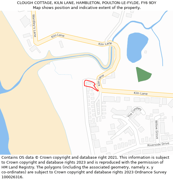 CLOUGH COTTAGE, KILN LANE, HAMBLETON, POULTON-LE-FYLDE, FY6 9DY: Location map and indicative extent of plot