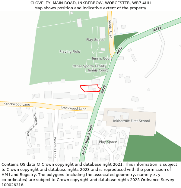 CLOVELEY, MAIN ROAD, INKBERROW, WORCESTER, WR7 4HH: Location map and indicative extent of plot