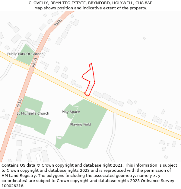 CLOVELLY, BRYN TEG ESTATE, BRYNFORD, HOLYWELL, CH8 8AP: Location map and indicative extent of plot