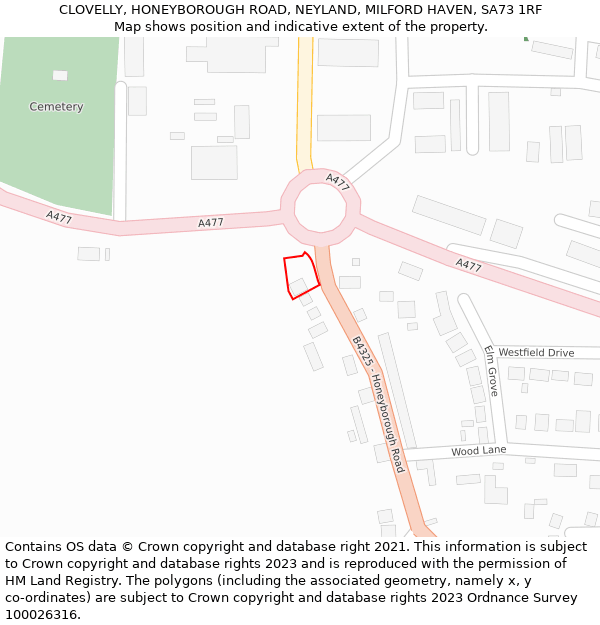 CLOVELLY, HONEYBOROUGH ROAD, NEYLAND, MILFORD HAVEN, SA73 1RF: Location map and indicative extent of plot