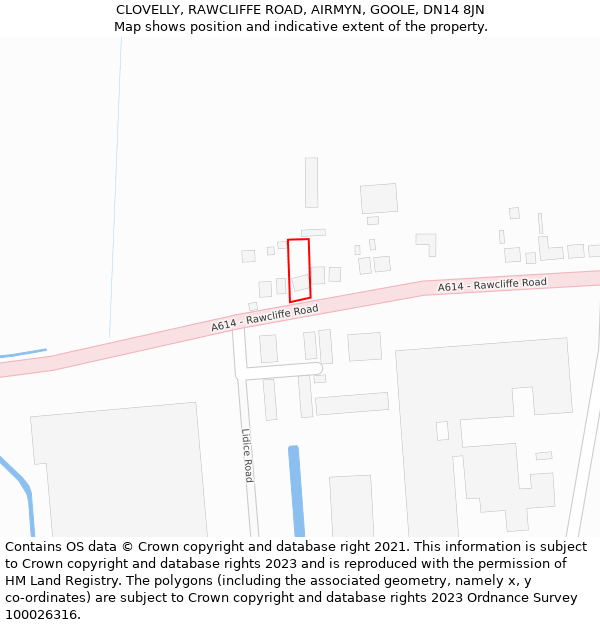CLOVELLY, RAWCLIFFE ROAD, AIRMYN, GOOLE, DN14 8JN: Location map and indicative extent of plot