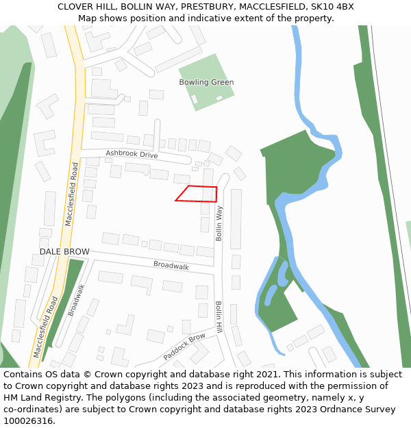 CLOVER HILL, BOLLIN WAY, PRESTBURY, MACCLESFIELD, SK10 4BX: Location map and indicative extent of plot