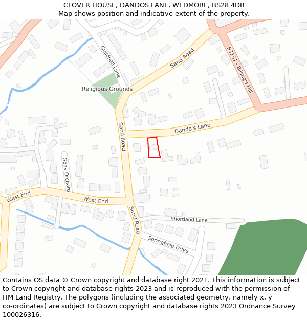 CLOVER HOUSE, DANDOS LANE, WEDMORE, BS28 4DB: Location map and indicative extent of plot