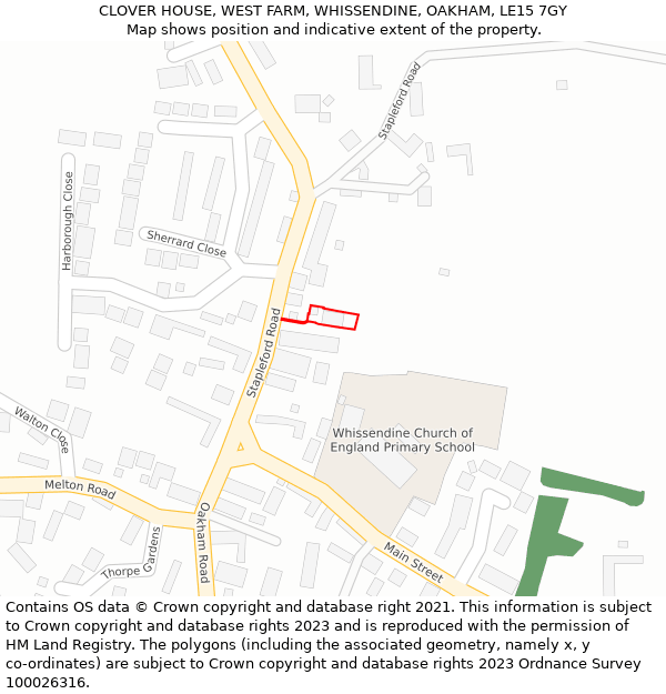 CLOVER HOUSE, WEST FARM, WHISSENDINE, OAKHAM, LE15 7GY: Location map and indicative extent of plot