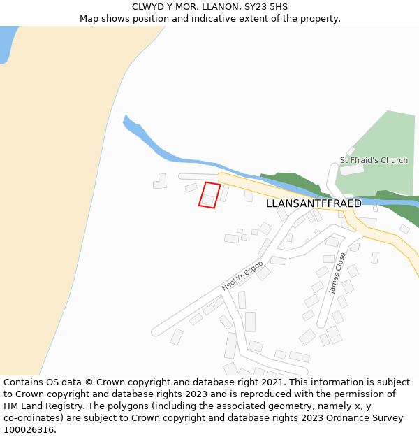 CLWYD Y MOR, LLANON, SY23 5HS: Location map and indicative extent of plot