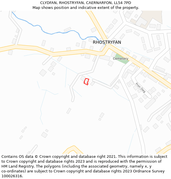 CLYDFAN, RHOSTRYFAN, CAERNARFON, LL54 7PD: Location map and indicative extent of plot